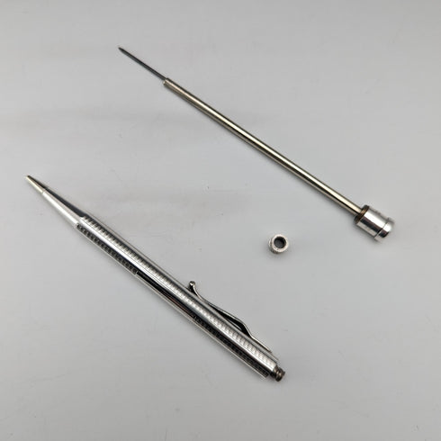 British Vintage Yard O' Red Rolled Silver Push-Pull Pencil